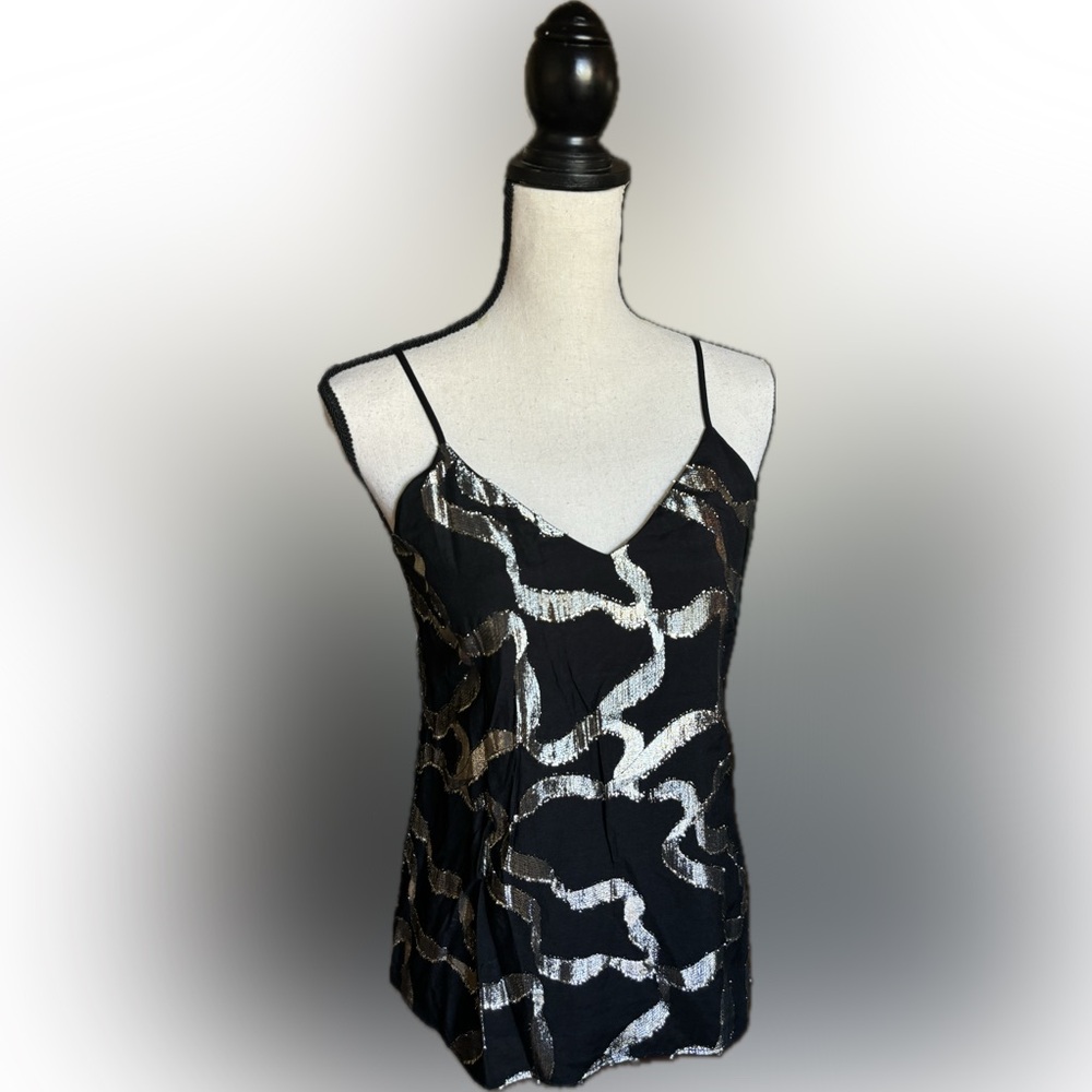 ANN TAYLOR DRESSY GOLD FRINGE CAMISOLE